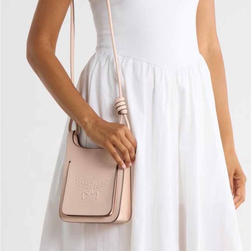 Womens MCM Blush Embossed Leather Tote